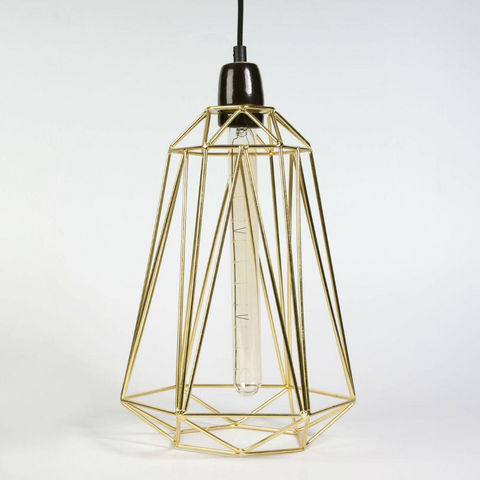 Filament Style - Lampada a sospensione-Filament Style-DIAMOND 5 - Suspension Or câble Noir Ø21cm | Lampe